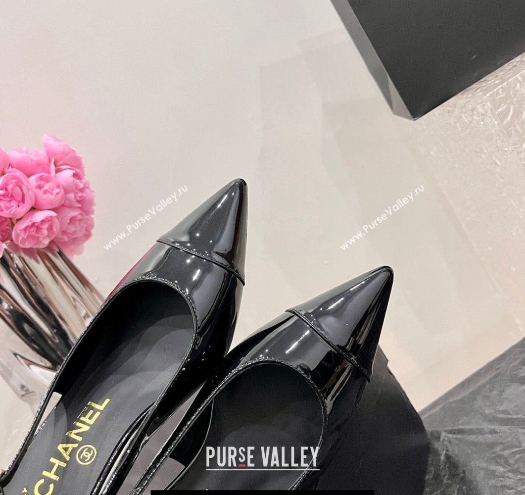 Chanel Patent Calfskin Slingbacks G45251 Black 2023 (SS-23111101)