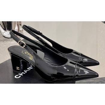 Chanel Patent Calfskin Slingbacks G45251 Black 2023 (SS-23111101)