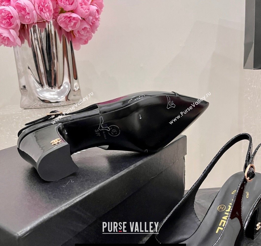 Chanel Patent Calfskin Slingbacks G45251 Black 2023 (SS-23111101)