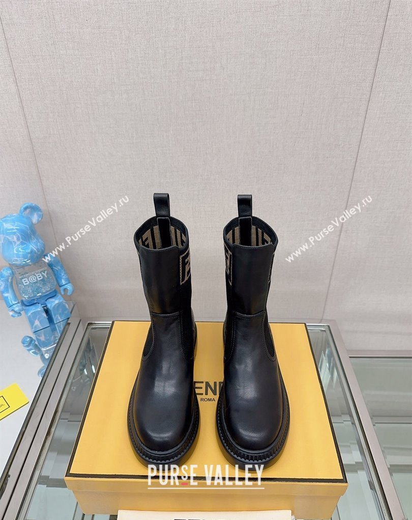 Fendi Domino Black leather biker boots 03 2023 (modeng-23111063)