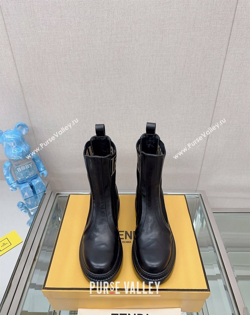 Fendi Domino Black leather biker boots 04 2023 (modeng-23111064)