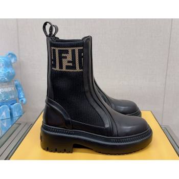 Fendi Domino Black leather biker boots 04 2023 (modeng-23111064)