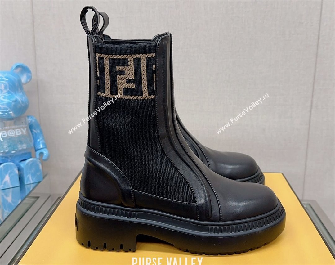 Fendi Domino Black leather biker boots 04 2023 (modeng-23111064)