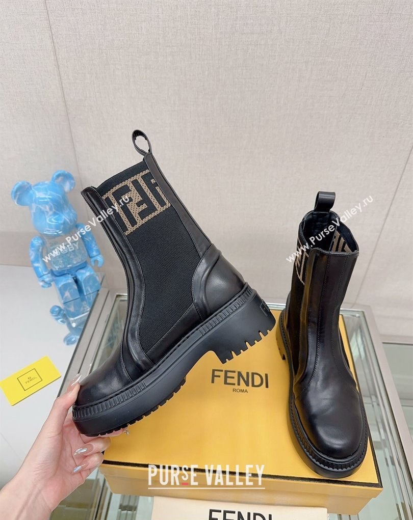 Fendi Domino Black leather biker boots 04 2023 (modeng-23111064)