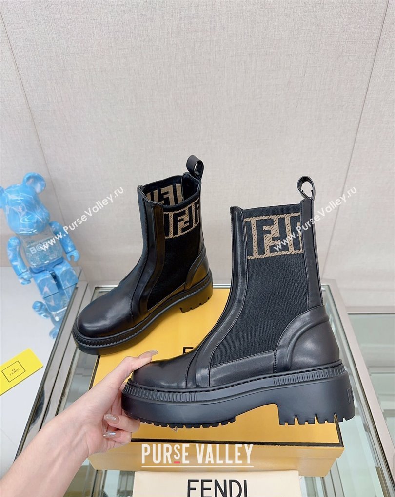 Fendi Domino Black leather biker boots 04 2023 (modeng-23111064)