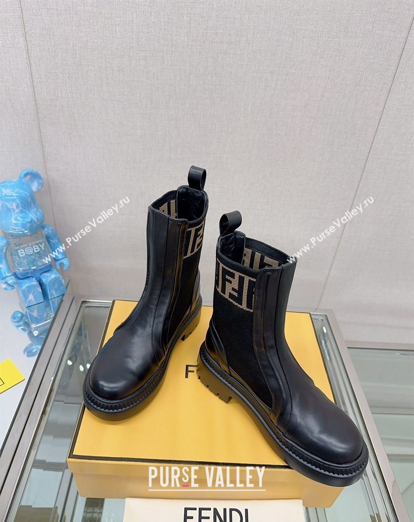 Fendi Domino Black leather biker boots 04 2023 (modeng-23111064)