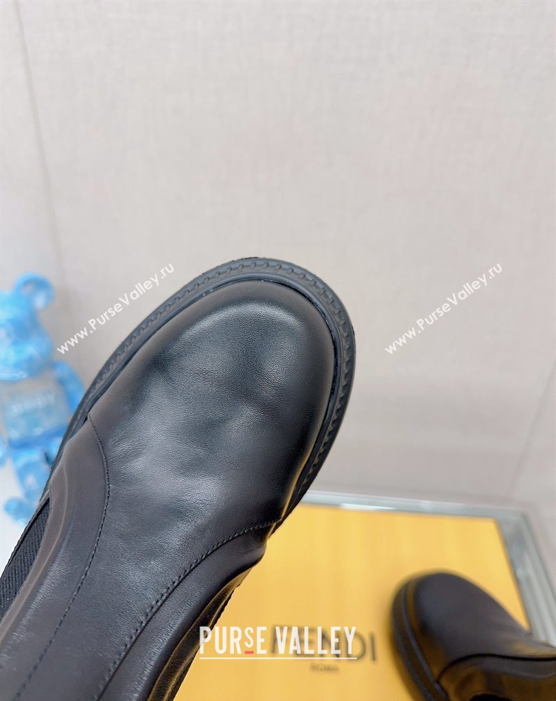 Fendi Domino Black leather biker boots 04 2023 (modeng-23111064)