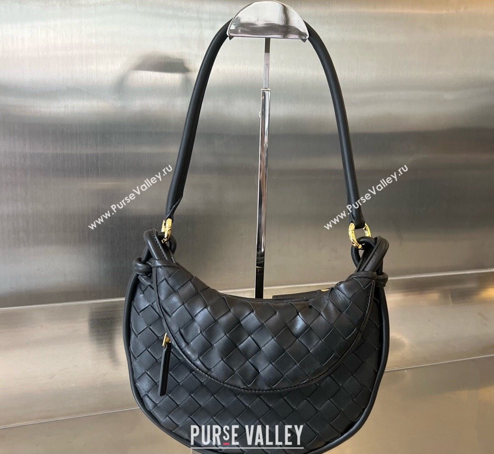 Bottega Veneta Small Gemelli Intrecciato leather shoulder bag 776764 Black 2023 (wante-23111101)