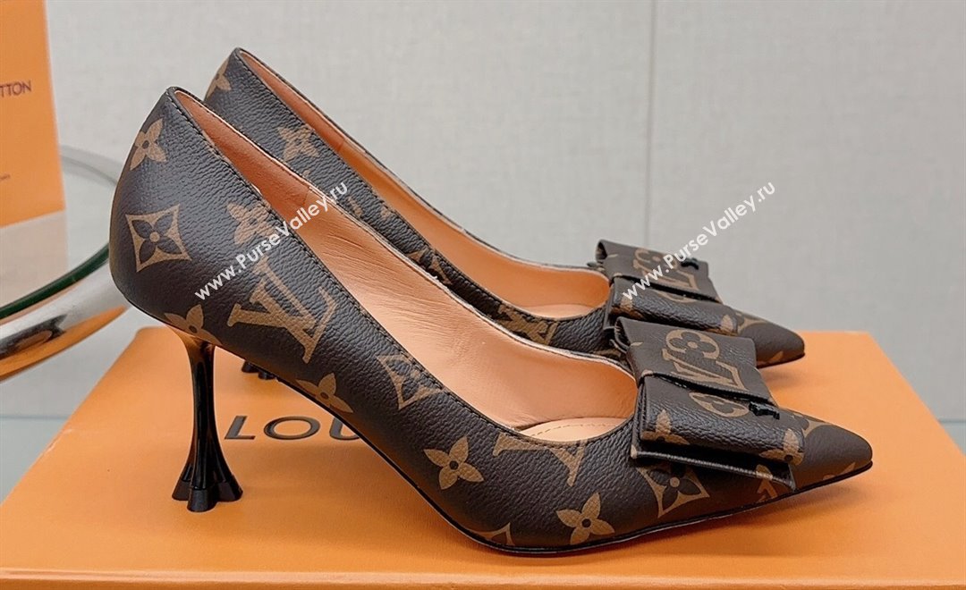 Louis Vuitton Heel 7.5cm Blossom Pumps with Bow Monogram Canvas 2023 (modeng-23111414)