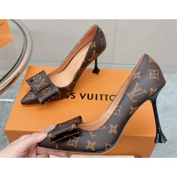 Louis Vuitton Heel 9.5cm Blossom Pumps with Bow Monogram Canvas 2023 (modeng-23111409)