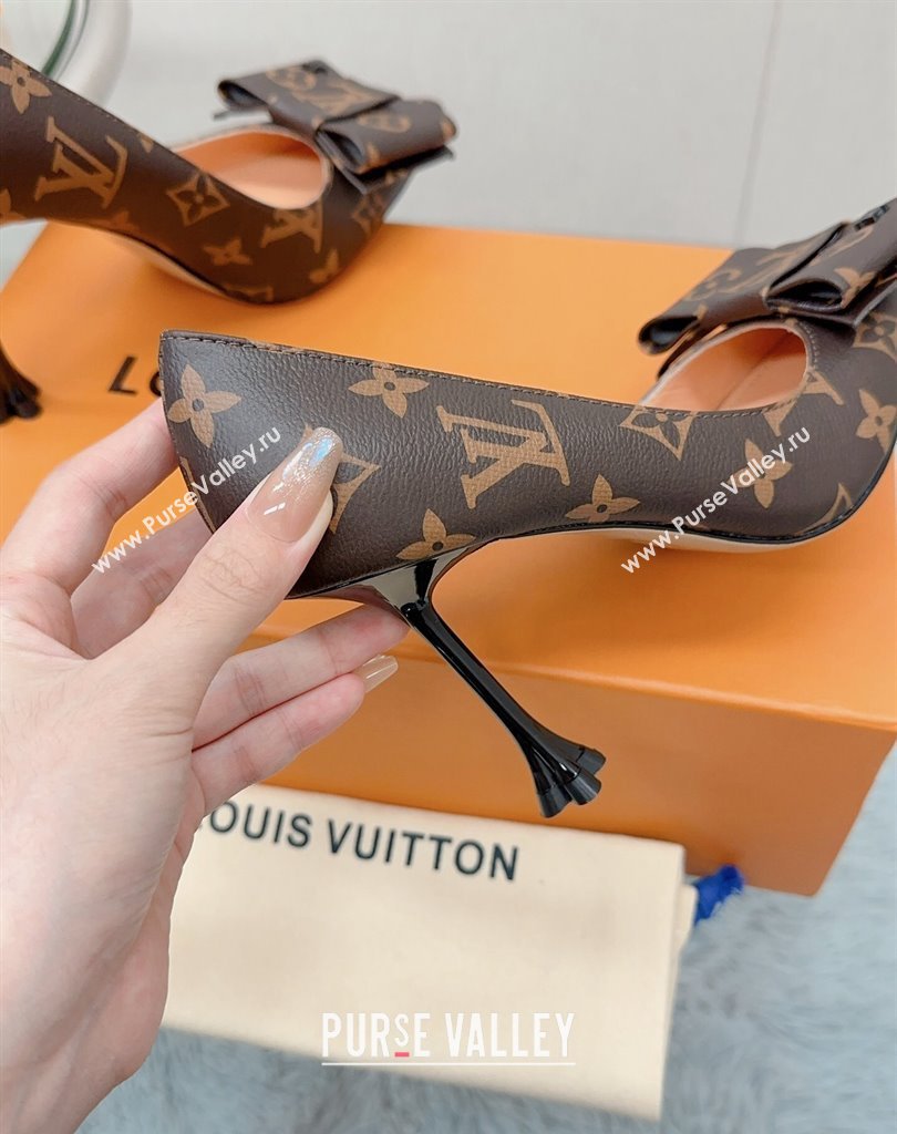 Louis Vuitton Heel 9.5cm Blossom Pumps with Bow Monogram Canvas 2023 (modeng-23111409)