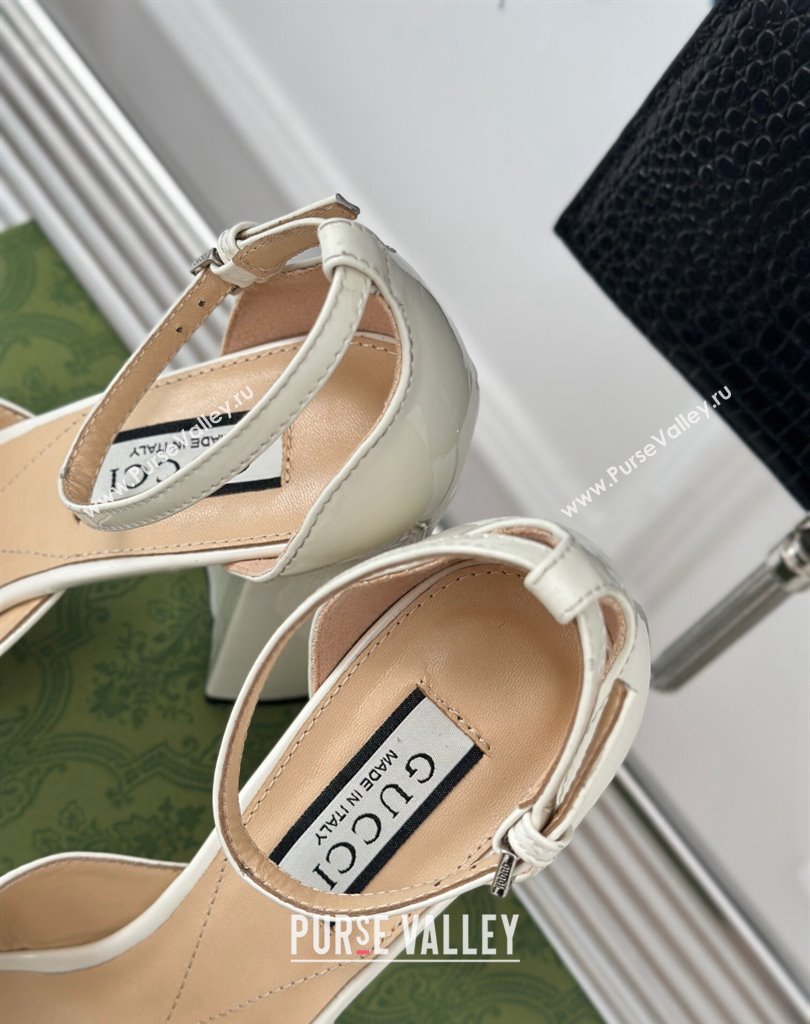 Gucci Heel 11.5cm Womens platform 3.5cm pumps with crystals Double G 762386 Patent White 2023 (modeng-23111419)