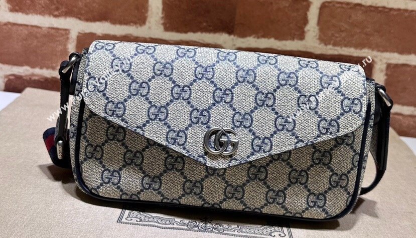 Gucci Ophidia mini bag 764961 GG Canvas Beige/Blue 2024 (dlh-23112324)
