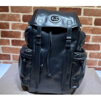 Gucci Backpack with tonal Double G 725657 Leather Black 2023 (dlh-23111441)