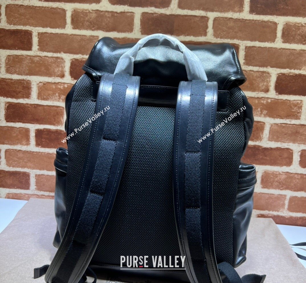 Gucci Backpack with tonal Double G 725657 Leather Black 2023 (dlh-23111441)