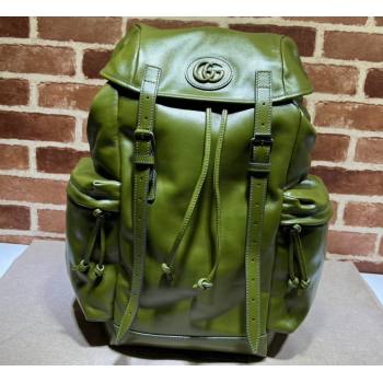 Gucci Backpack with tonal Double G 725657 Leather Green 2023 (dlh-23111442)