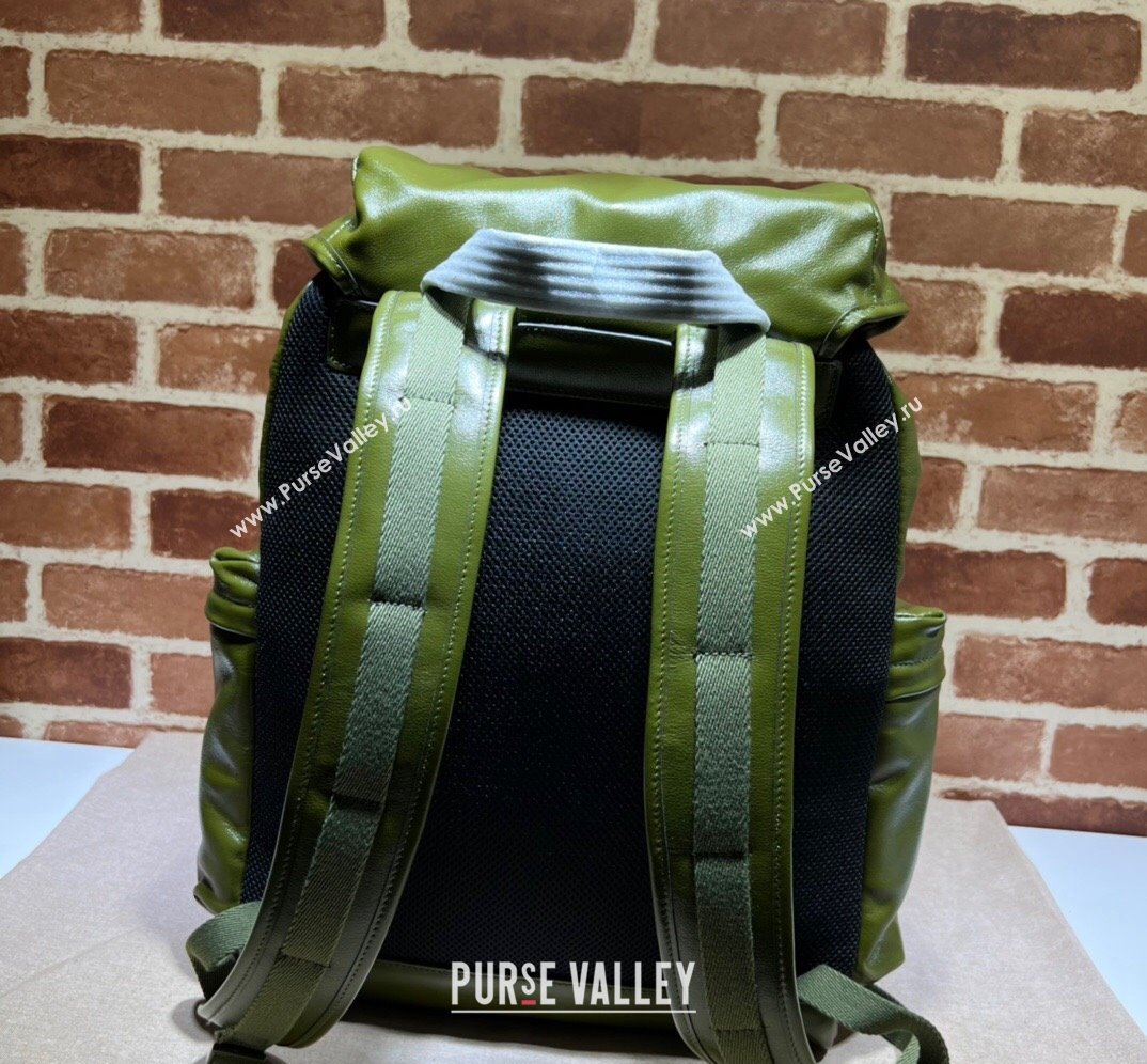 Gucci Backpack with tonal Double G 725657 Leather Green 2023 (dlh-23111442)