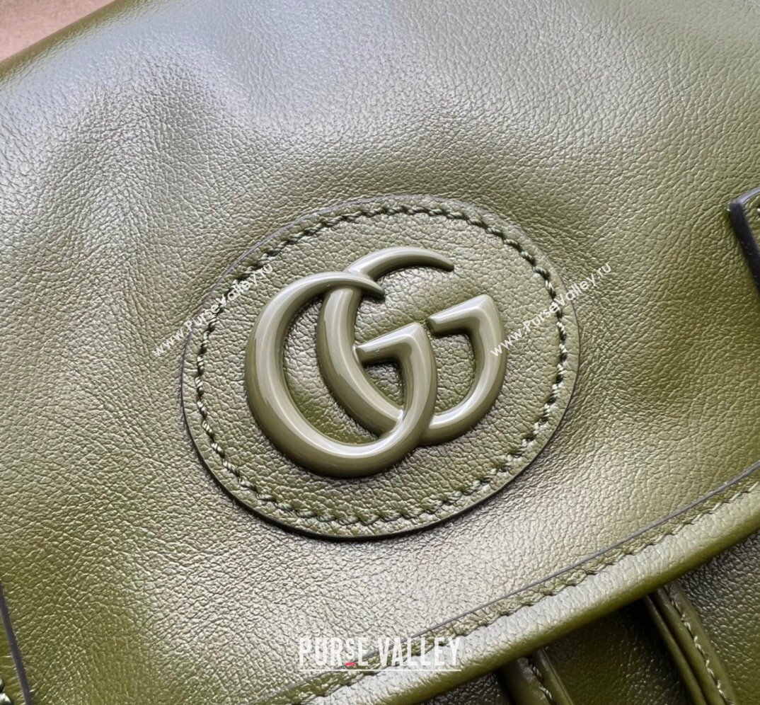 Gucci Backpack with tonal Double G 725657 Leather Green 2023 (dlh-23111442)