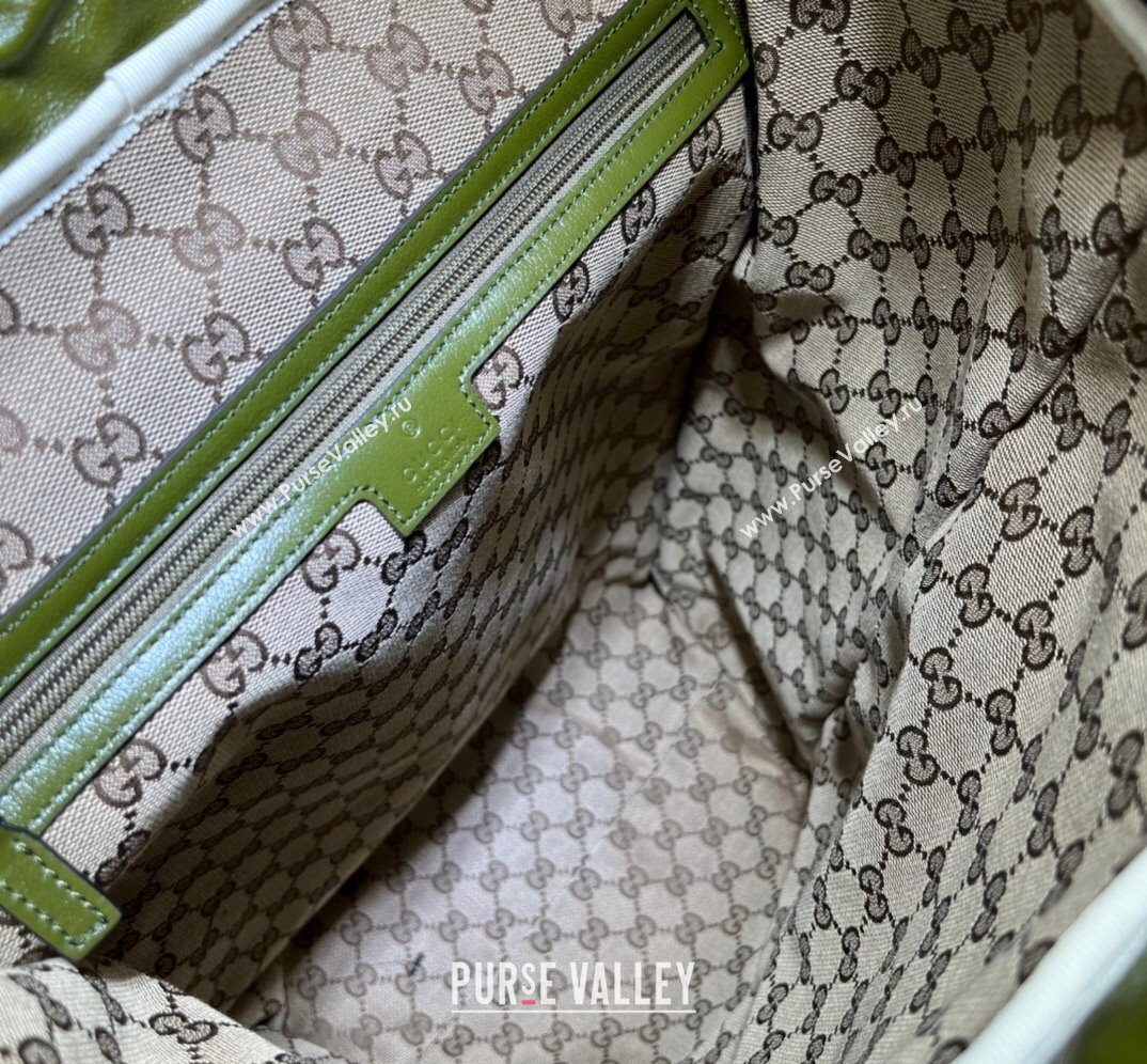 Gucci Backpack with tonal Double G 725657 Leather Green 2023 (dlh-23111442)