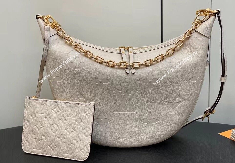Louis Vuitton Monogram Empreinte Leather Loop Hobo Bag M46739 Cream 2023 (kiki-23111324)
