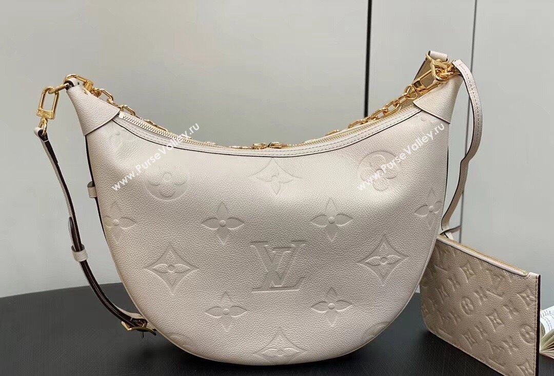 Louis Vuitton Monogram Empreinte Leather Loop Hobo Bag M46739 Cream 2023 (kiki-23111324)