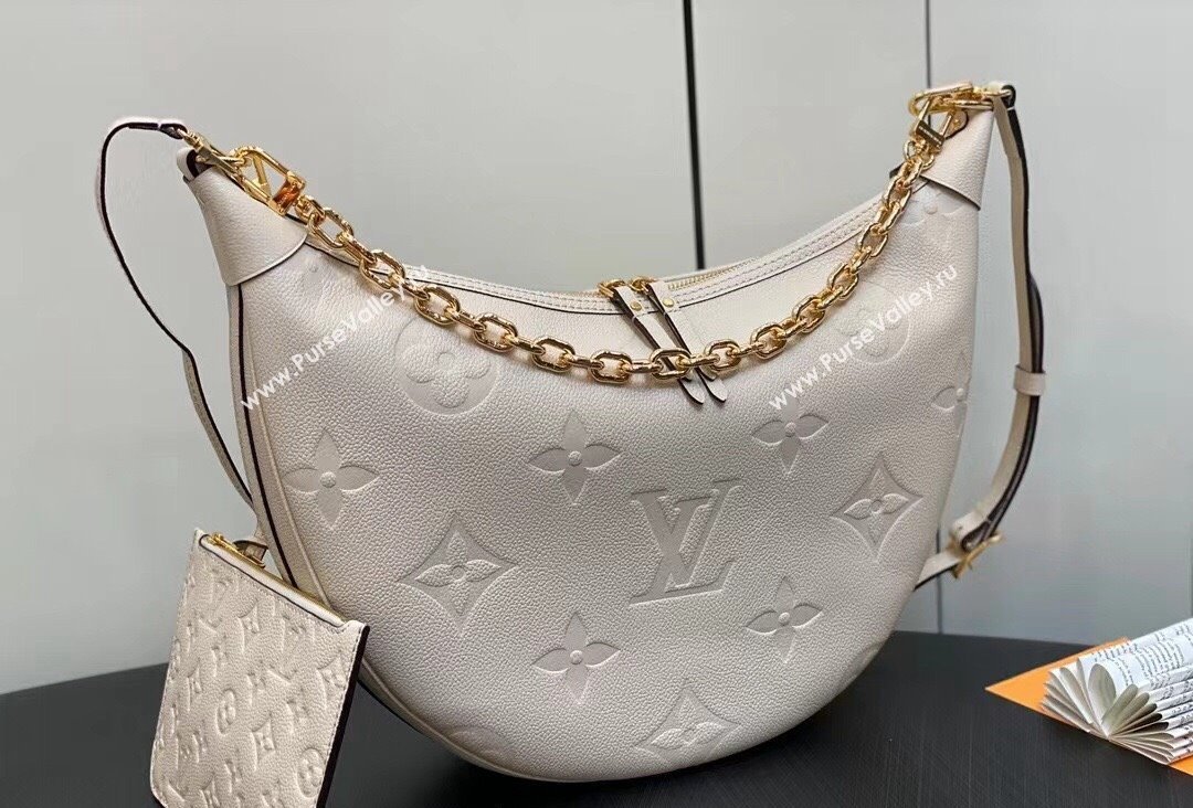 Louis Vuitton Monogram Empreinte Leather Loop Hobo Bag M46739 Cream 2023 (kiki-23111324)