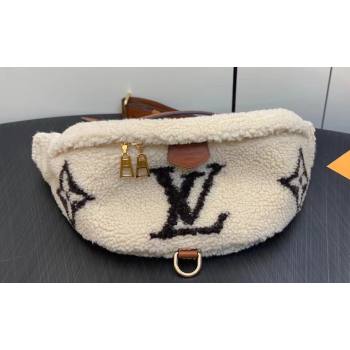 Louis Vuitton Shearling LV Ski Bumbag Bag M23715 Cream/Brown 2023 (kiki-23111329)