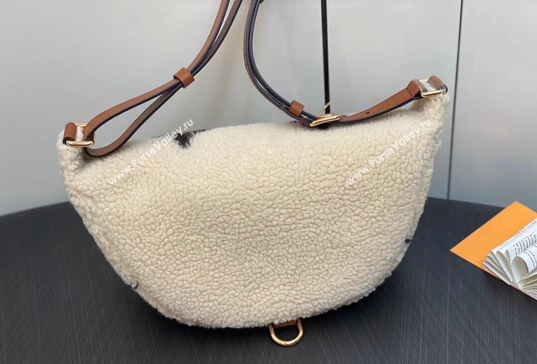 Louis Vuitton Shearling LV Ski Bumbag Bag M23715 Cream/Brown 2023 (kiki-23111329)
