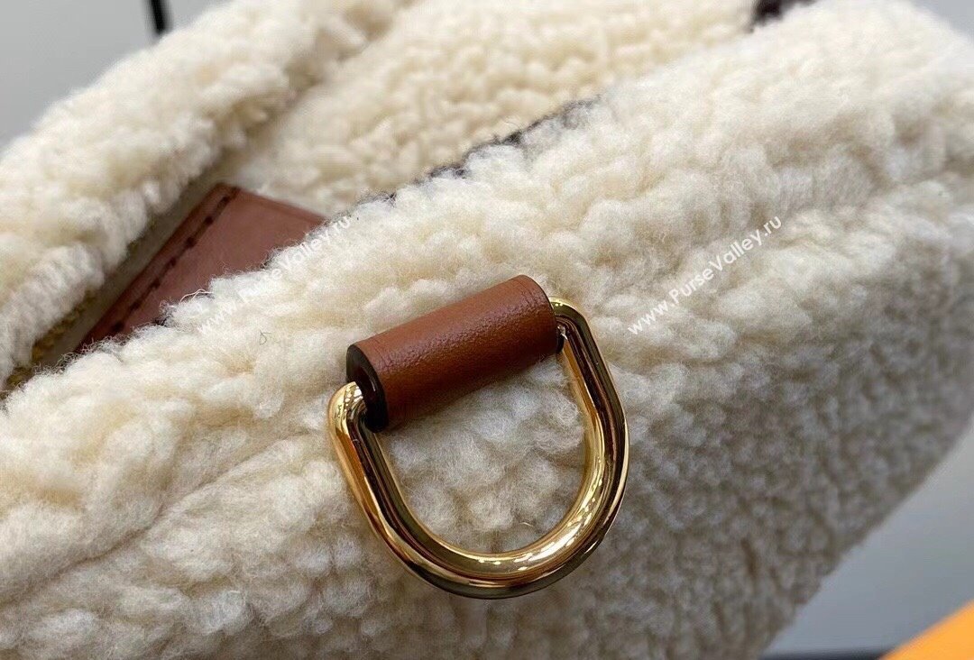 Louis Vuitton Shearling LV Ski Bumbag Bag M23715 Cream/Brown 2023 (kiki-23111329)