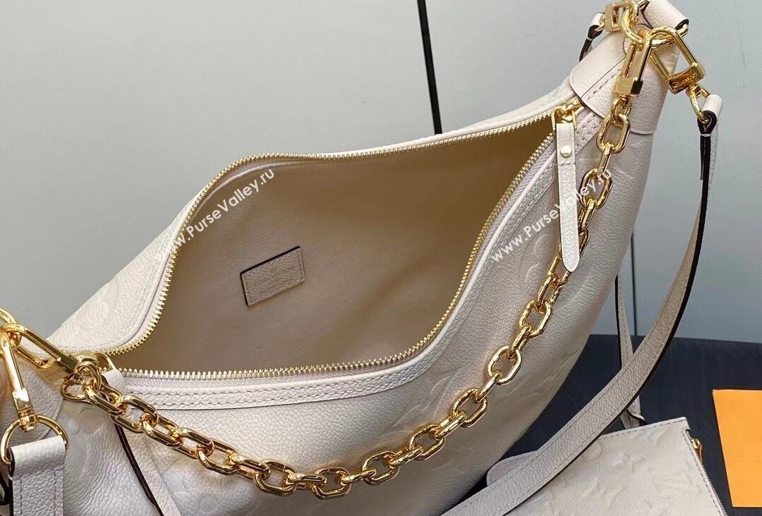 Louis Vuitton Monogram Empreinte Leather Loop Hobo Bag M46739 Cream 2023 (kiki-23111324)