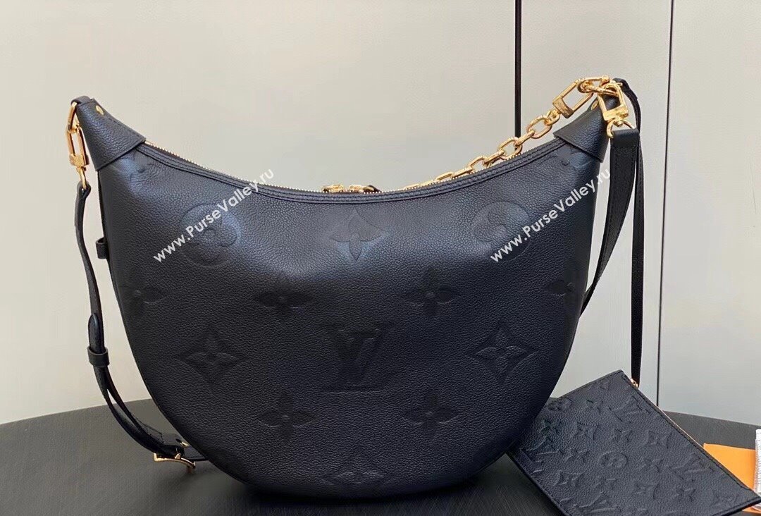 Louis Vuitton Monogram Empreinte Leather Loop Hobo Bag M46725 Black 2023 (kiki-23111325)