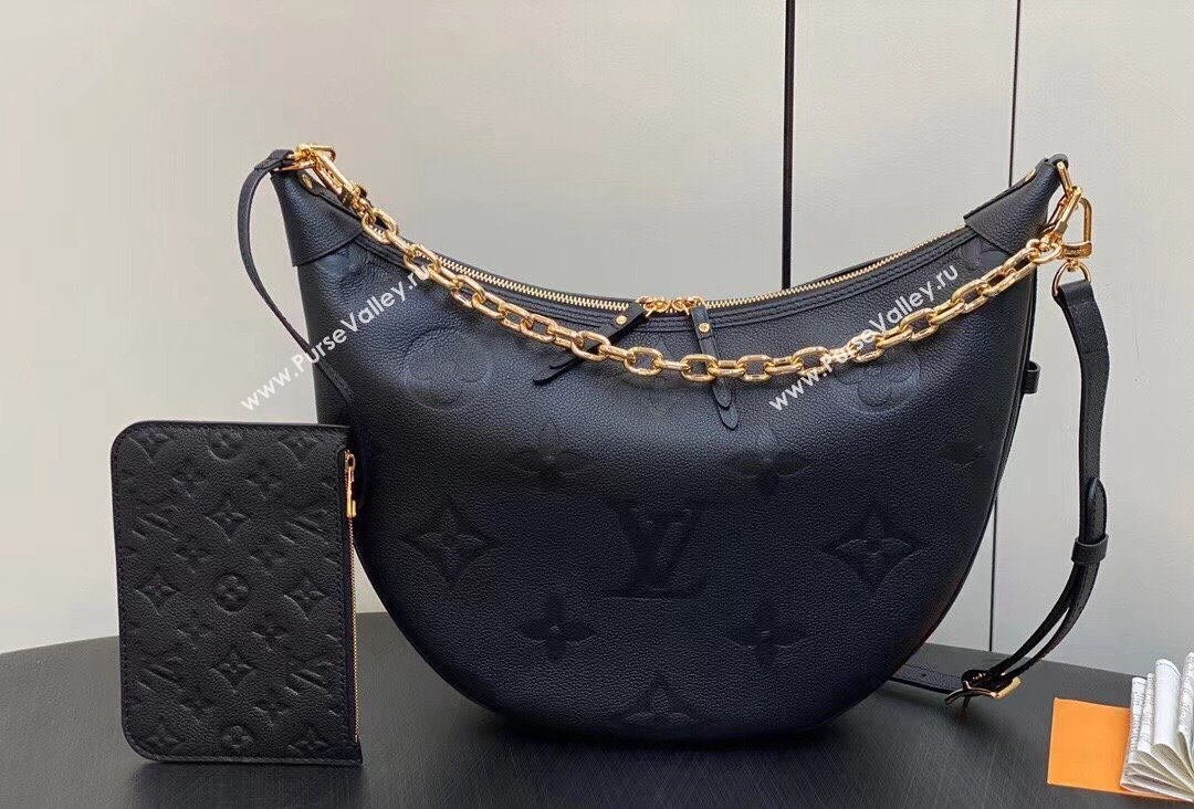 Louis Vuitton Monogram Empreinte Leather Loop Hobo Bag M46725 Black 2023 (kiki-23111325)