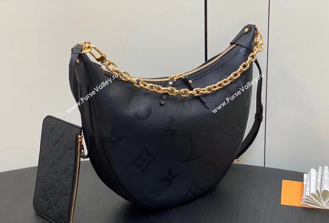 Louis Vuitton Monogram Empreinte Leather Loop Hobo Bag M46725 Black 2023 (kiki-23111325)