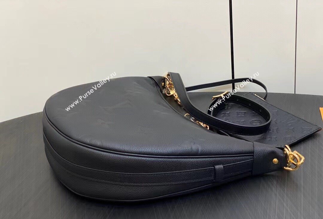 Louis Vuitton Monogram Empreinte Leather Loop Hobo Bag M46725 Black 2023 (kiki-23111325)