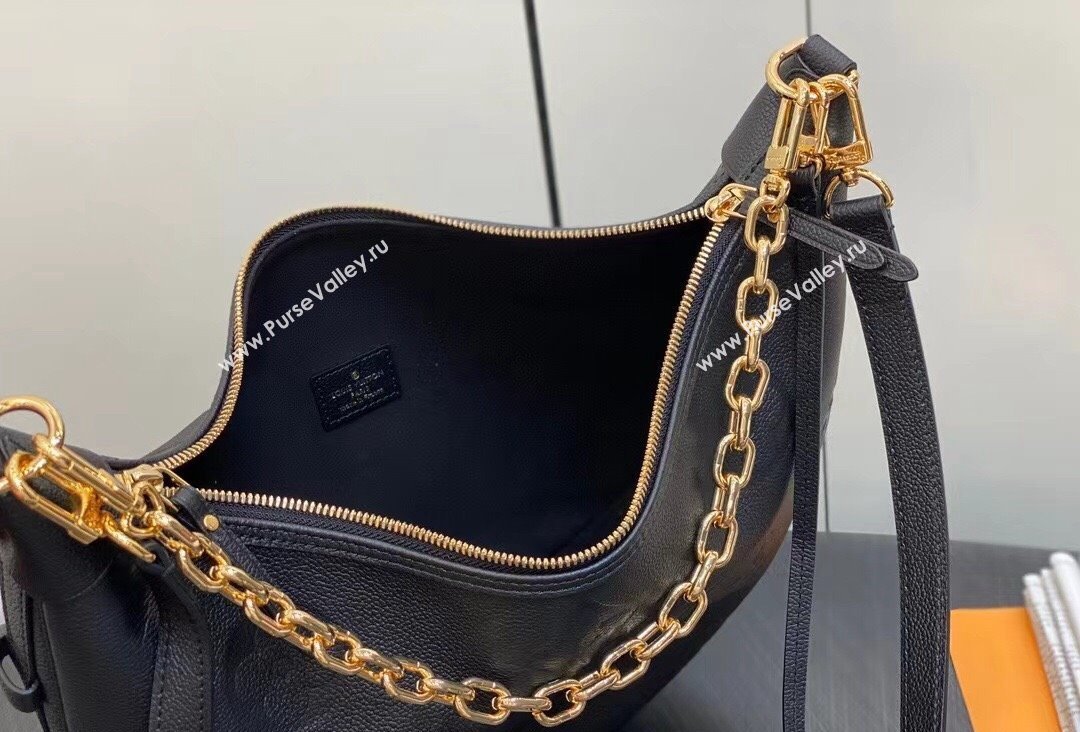 Louis Vuitton Monogram Empreinte Leather Loop Hobo Bag M46725 Black 2023 (kiki-23111325)