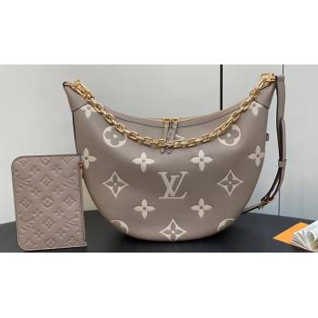 Louis Vuitton Monogram Empreinte Leather Loop Hobo Bag M46738 Dove Gray/Cream 2023 (kiki-23111323)
