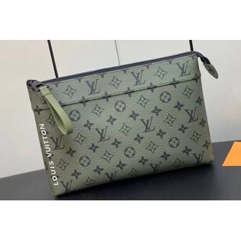 Louis Vuitton Monogram Canvas Pochette Voyage Souple Bag M82800 Khaki Green/Vermillion Red 2023 (kiki-23111312)