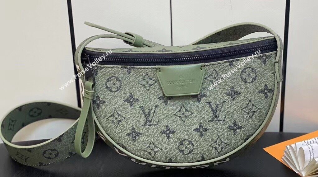 Louis Vuitton Monogram Canvas LV Moon Crossbody Bag M23838 Khaki Green/Vermillion Red 2023 (kiki-23111313)