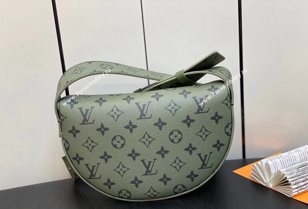 Louis Vuitton Monogram Canvas LV Moon Crossbody Bag M23838 Khaki Green/Vermillion Red 2023 (kiki-23111313)