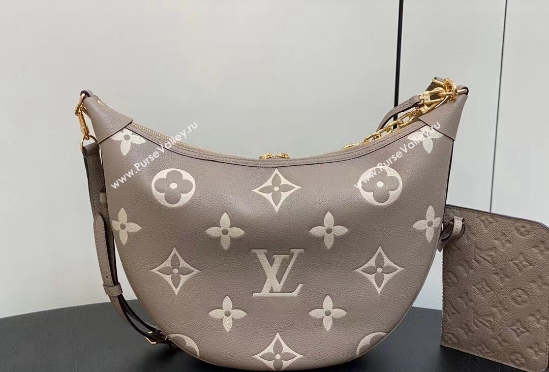 Louis Vuitton Monogram Empreinte Leather Loop Hobo Bag M46738 Dove Gray/Cream 2023 (kiki-23111323)