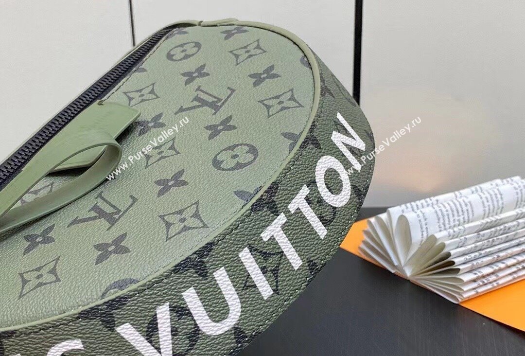 Louis Vuitton Monogram Canvas LV Moon Crossbody Bag M23838 Khaki Green/Vermillion Red 2023 (kiki-23111313)