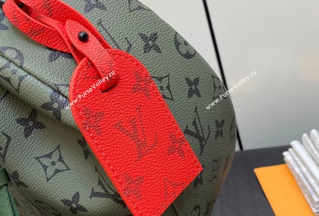 Louis Vuitton Monogram Canvas Hamac Bag M23779 Khaki Green/Vermillion Red 2023 (kiki-23111314)