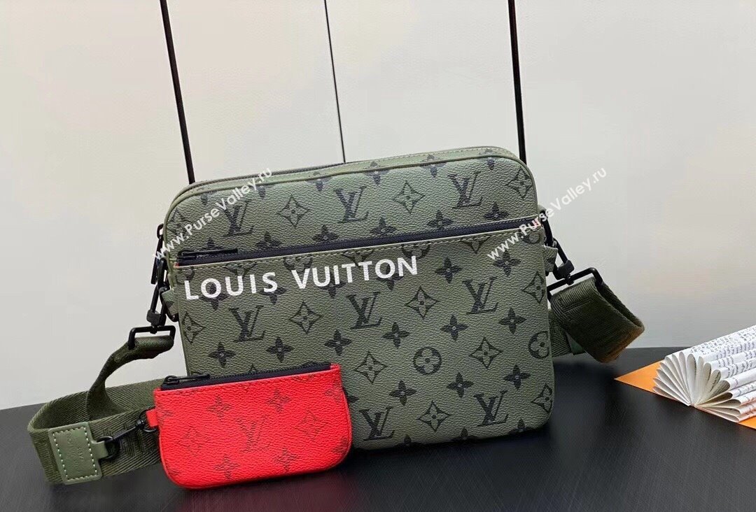 Louis Vuitton Monogram Canvas Trio Messenger Bag M23783 Khaki Green/Vermillion Red 2023 (kiki-23111315)