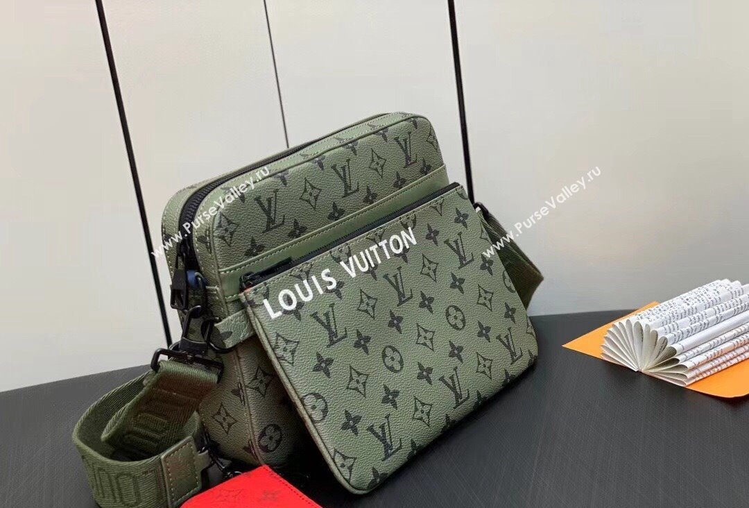 Louis Vuitton Monogram Canvas Trio Messenger Bag M23783 Khaki Green/Vermillion Red 2023 (kiki-23111315)