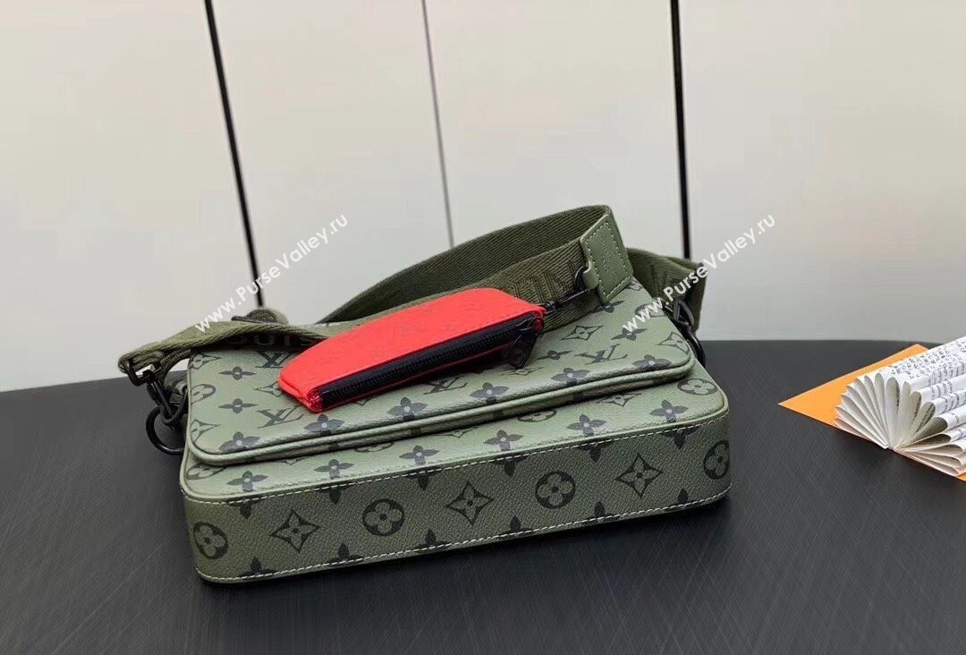 Louis Vuitton Monogram Canvas Trio Messenger Bag M23783 Khaki Green/Vermillion Red 2023 (kiki-23111315)