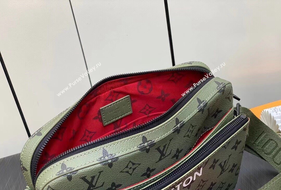 Louis Vuitton Monogram Canvas Trio Messenger Bag M23783 Khaki Green/Vermillion Red 2023 (kiki-23111315)