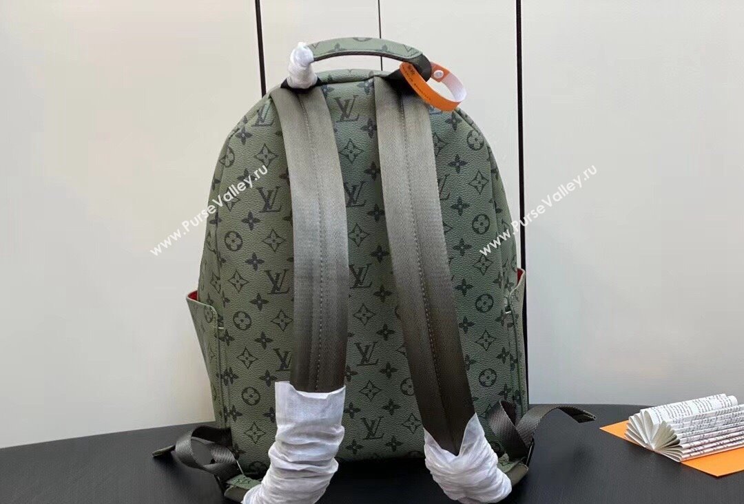 Louis Vuitton Monogram Canvas Discovery Backpack PM Bag M46802 Khaki Green/Vermillion Red 2023 (kiki-23111316)
