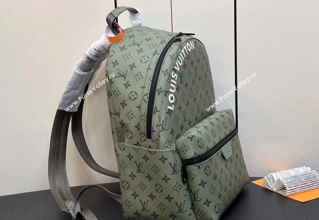 Louis Vuitton Monogram Canvas Discovery Backpack PM Bag M46802 Khaki Green/Vermillion Red 2023 (kiki-23111316)