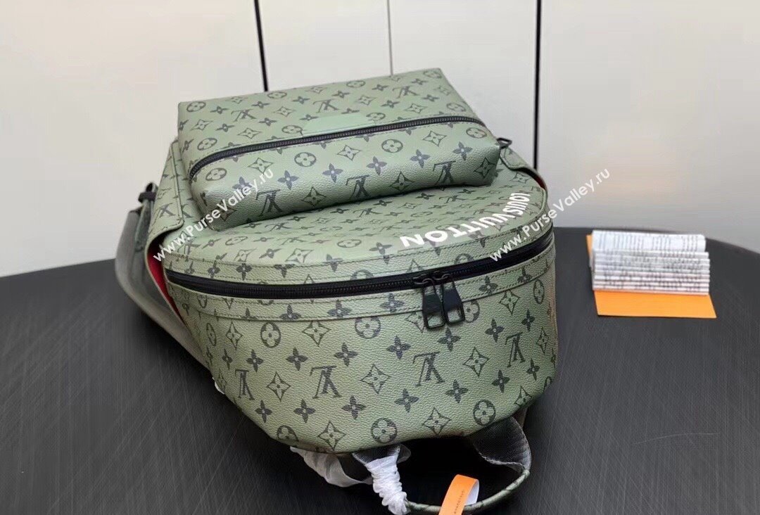 Louis Vuitton Monogram Canvas Discovery Backpack PM Bag M46802 Khaki Green/Vermillion Red 2023 (kiki-23111316)