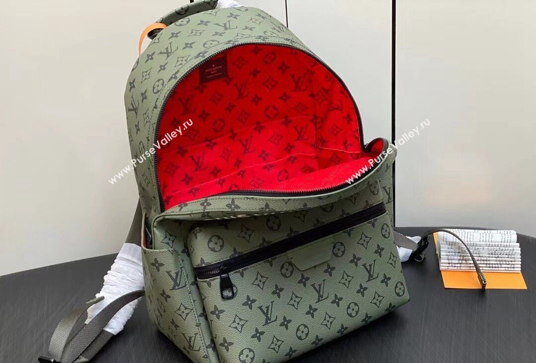 Louis Vuitton Monogram Canvas Discovery Backpack PM Bag M46802 Khaki Green/Vermillion Red 2023 (kiki-23111316)